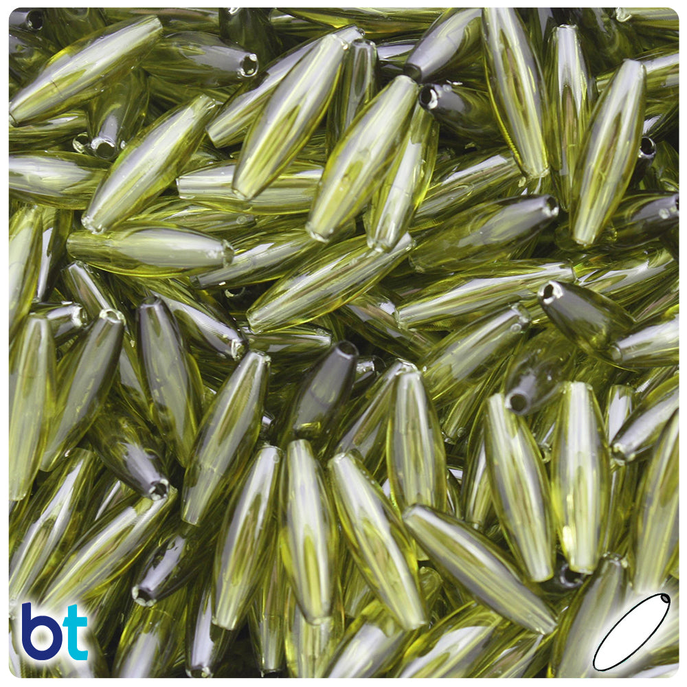 Avocado Transparent 19mm Spaghetti Plastic Beads (150pcs)