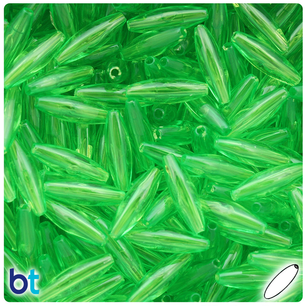 Lime Transparent 19mm Spaghetti Plastic Beads (150pcs)