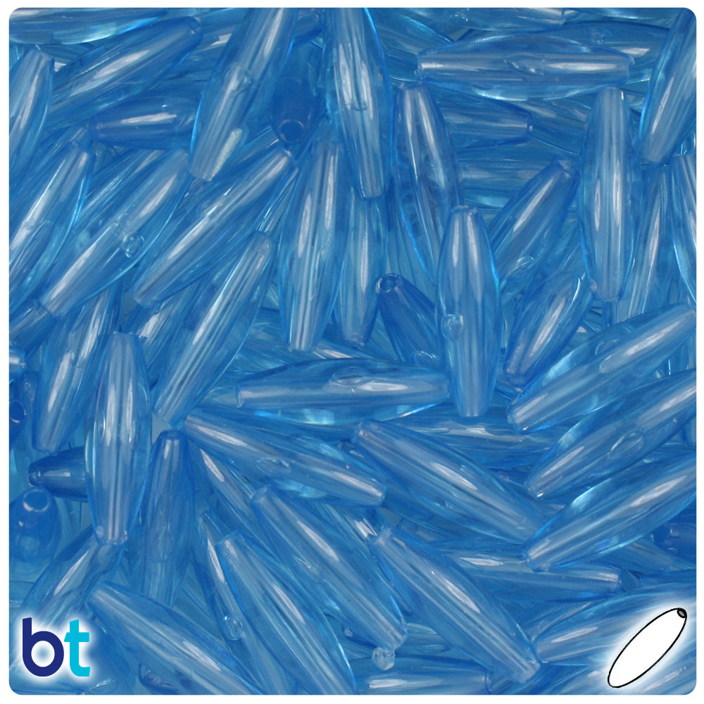 Light Sapphire Transparent 19mm Spaghetti Plastic Beads (150pcs)