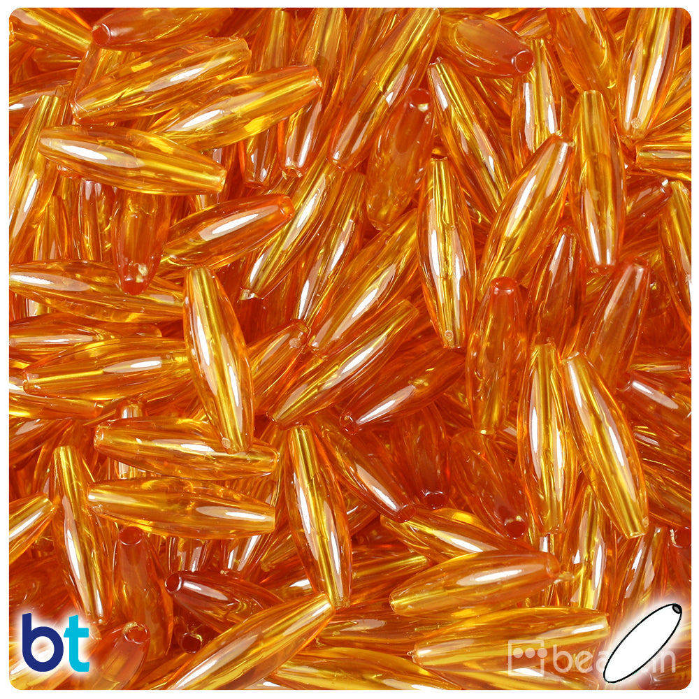 Topaz Transparent 19mm Spaghetti Plastic Beads (150pcs)