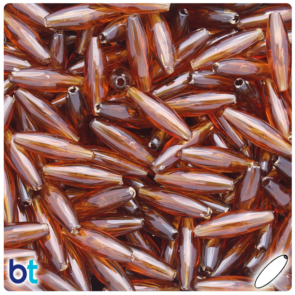Root Beer Transparent 19mm Spaghetti Plastic Beads (150pcs)