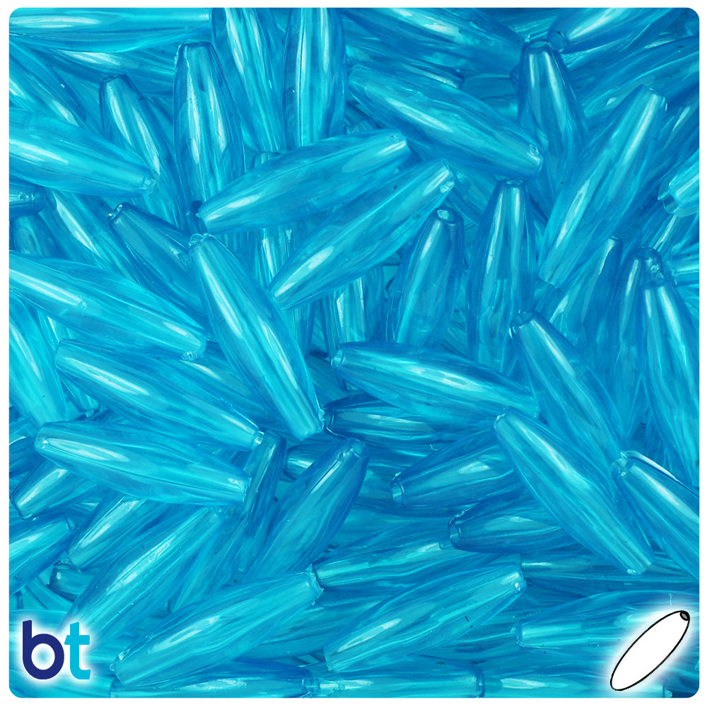 Turquoise Transparent 19mm Spaghetti Plastic Beads (150pcs)