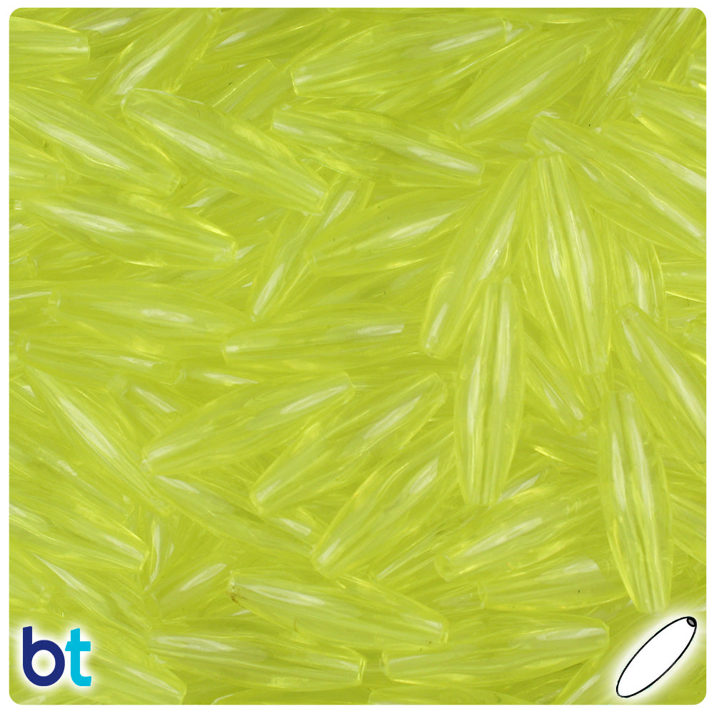 Yellow Transparent 19mm Spaghetti Plastic Beads (150pcs)