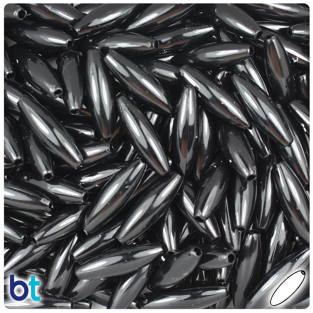 Black Opaque 19mm Spaghetti Plastic Beads (150pcs)