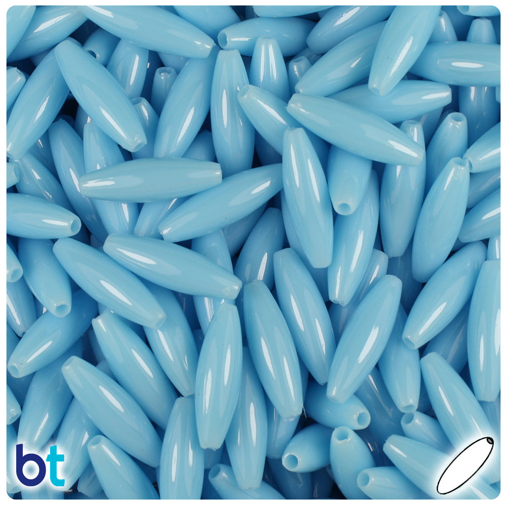 Baby Blue Opaque 19mm Spaghetti Plastic Beads (150pcs)