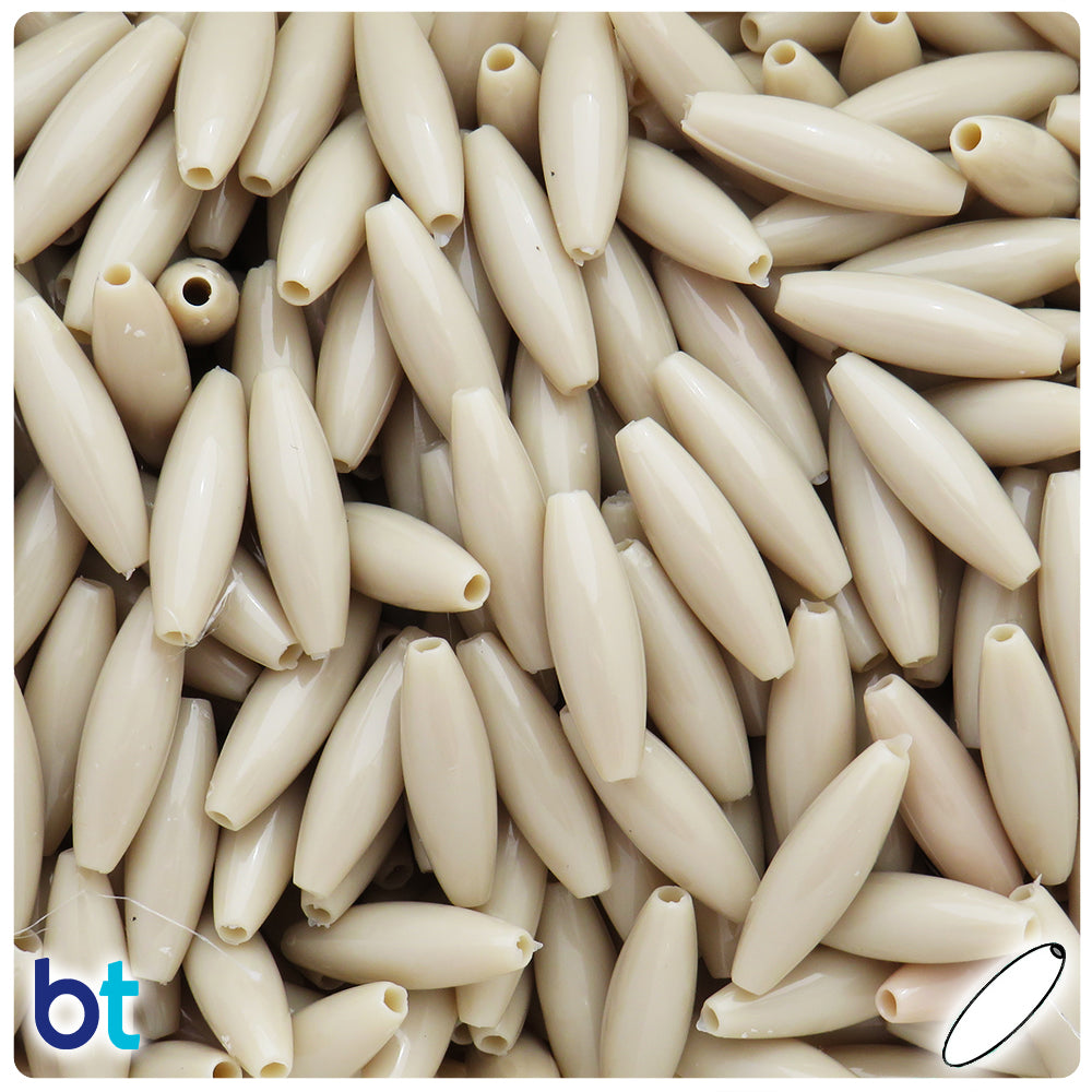 Dark Ivory Opaque 19mm Spaghetti Plastic Beads (150pcs)