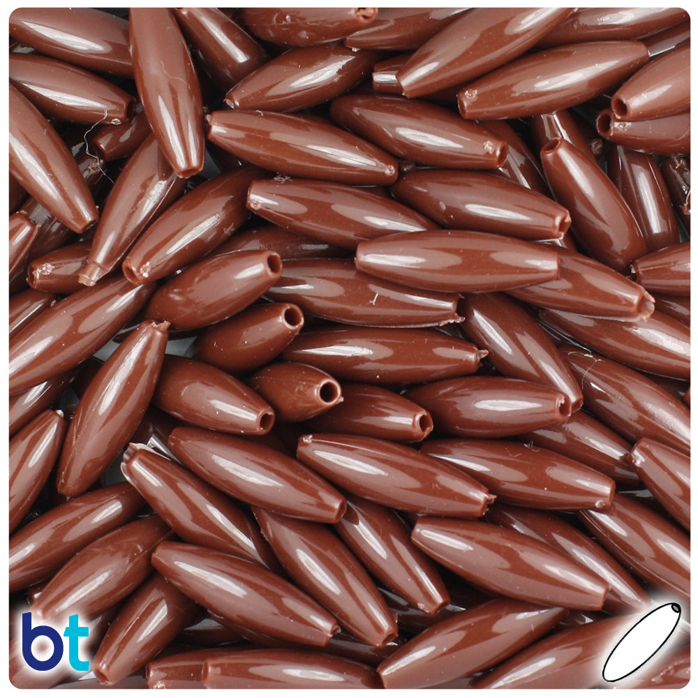Chocolate Opaque 19mm Spaghetti Plastic Beads (150pcs)