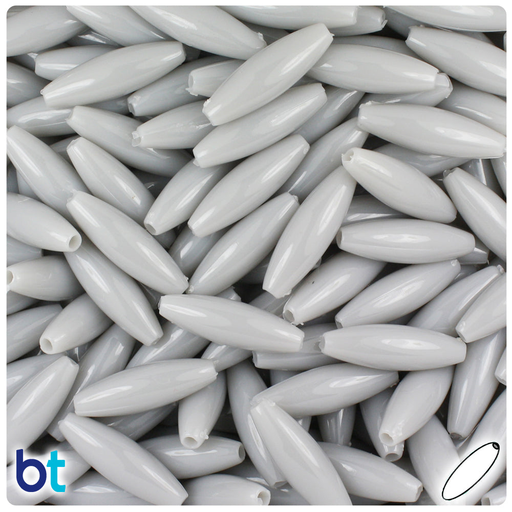Grey Opaque 19mm Spaghetti Plastic Beads (150pcs)