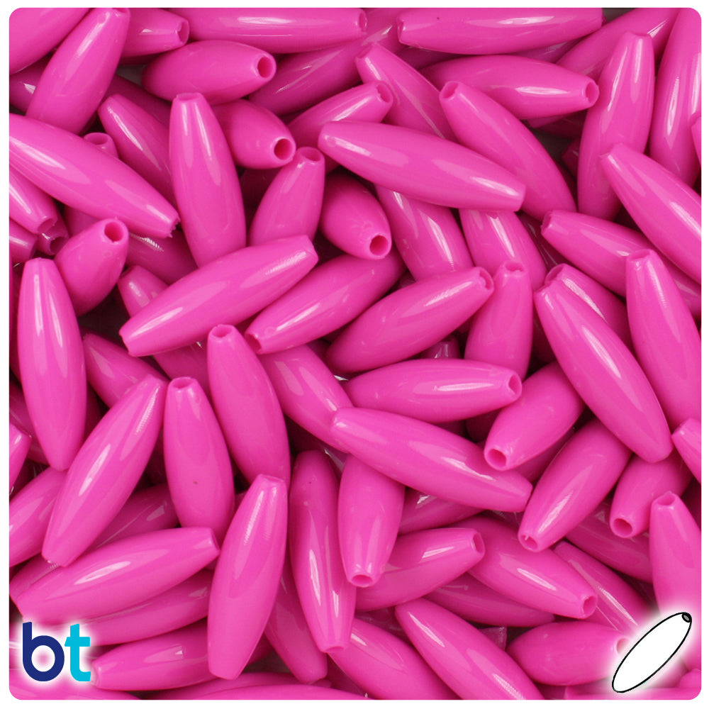 Dark Pink Opaque 19mm Spaghetti Plastic Beads (150pcs)