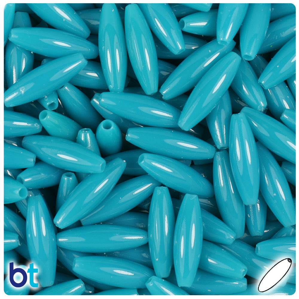 Dark Turquoise Opaque 19mm Spaghetti Plastic Beads (150pcs)