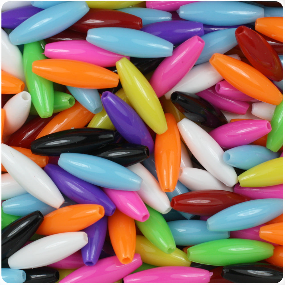 Wholesale Case 19mm Spaghetti Plastic Beads - Opaque