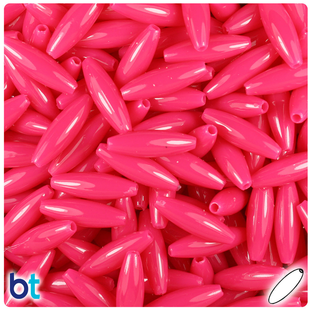 Magenta Neon Bright 19mm Spaghetti Plastic Beads (150pcs)