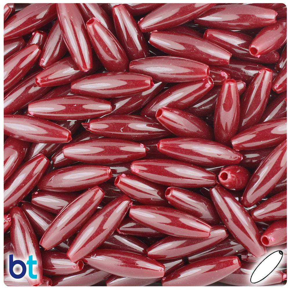 Burgundy Opaque 19mm Spaghetti Plastic Beads (150pcs)