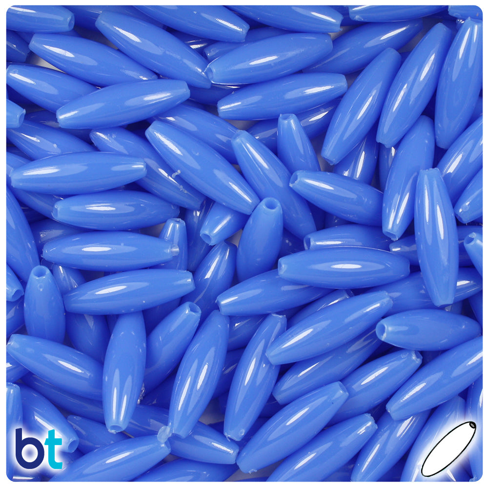 Periwinkle Opaque 19mm Spaghetti Plastic Beads (150pcs)