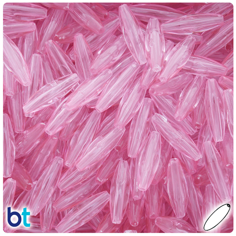 Pale Pink Transparent 19mm Spaghetti Plastic Beads (150pcs)