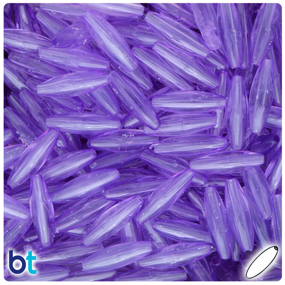 Pale Amethyst Transparent 19mm Spaghetti Plastic Beads (150pcs)