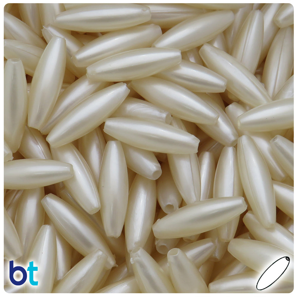 Natural Pearl 19mm Spaghetti Plastic Beads (150pcs)