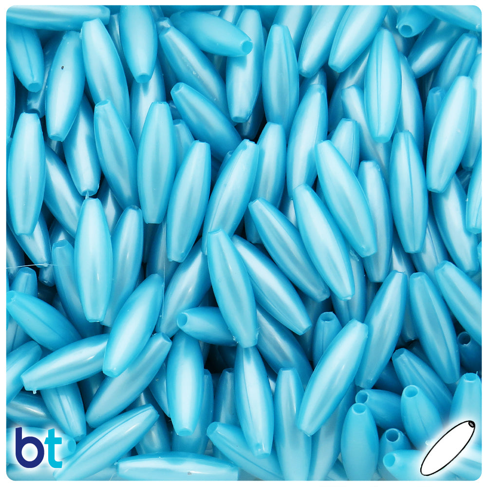 Light Blue Pearl 19mm Spaghetti Plastic Beads (150pcs)