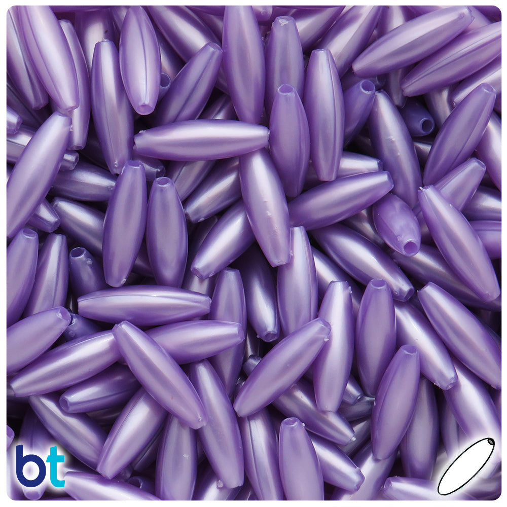 Light Purple Pearl 19mm Spaghetti Plastic Beads (150pcs)