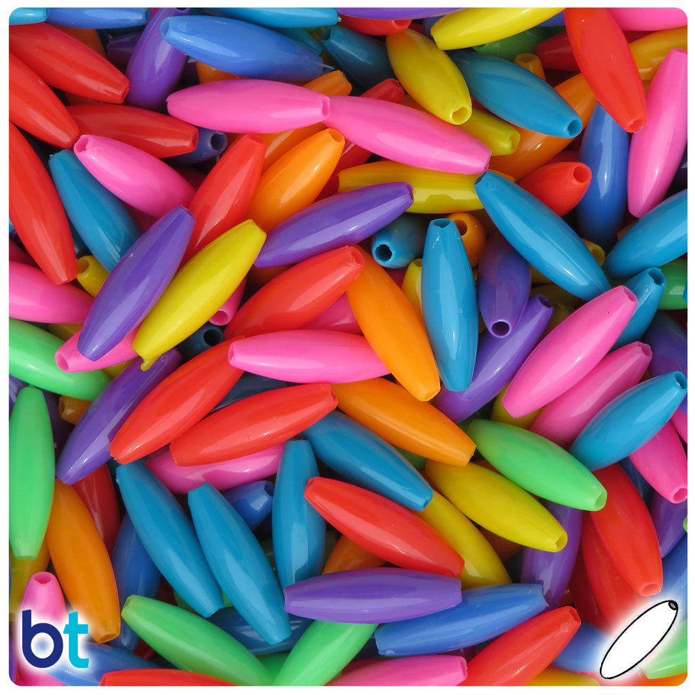 Circus Opaque Mix 19mm Spaghetti Plastic Beads (150pcs)