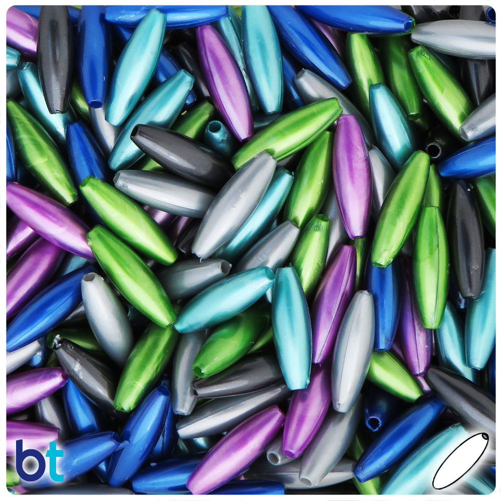 Cool Black Pearl Mix 19mm Spaghetti Plastic Beads (150pcs)