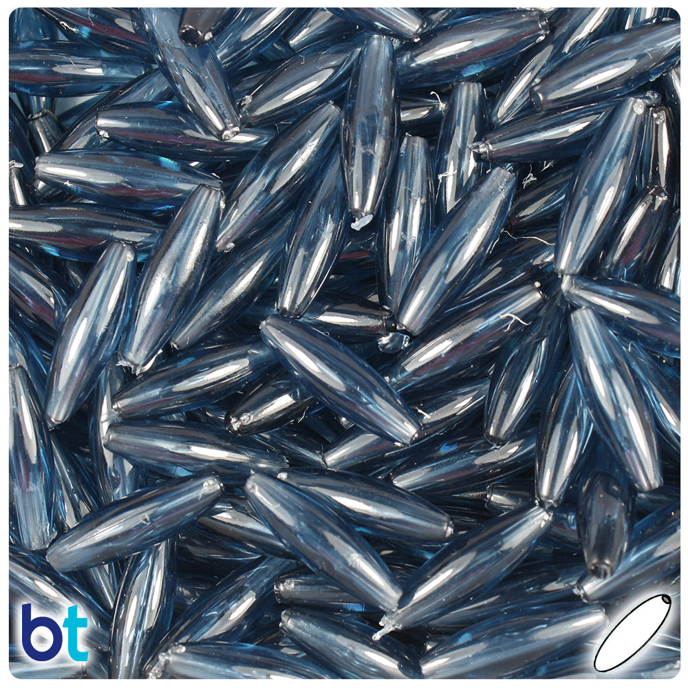 Montana Blue Transparent 19mm Spaghetti Plastic Beads (150pcs)