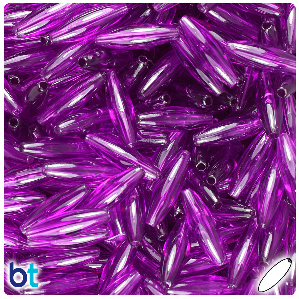 Lilac Transparent 19mm Spaghetti Plastic Beads (150pcs)