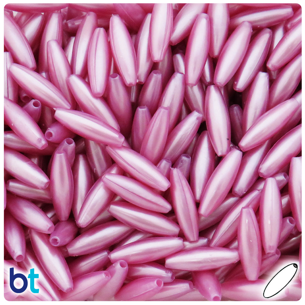 Mauve Pearl 19mm Spaghetti Plastic Beads (150pcs)