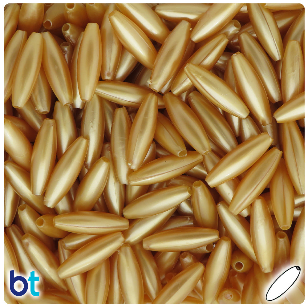 Gold Pearl 19mm Spaghetti Plastic Beads (150pcs)