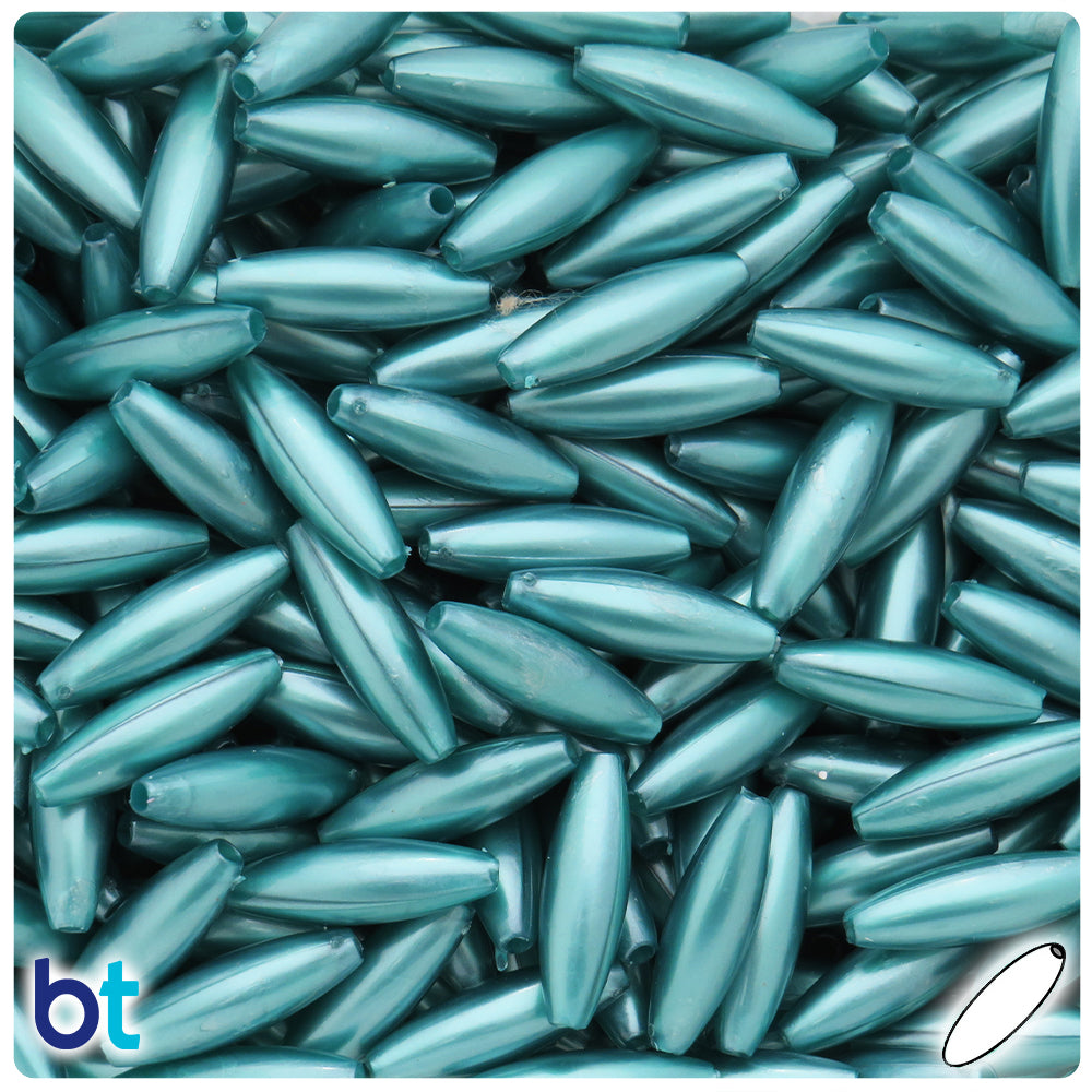Teal Pearl 19mm Spaghetti Plastic Beads (150pcs)