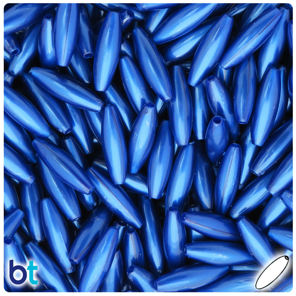 Cobalt Pearl 19mm Spaghetti Plastic Beads (150pcs)