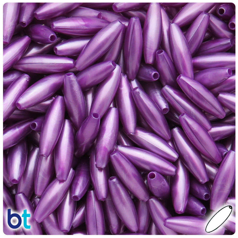 Violet Pearl 19mm Spaghetti Plastic Beads (150pcs)