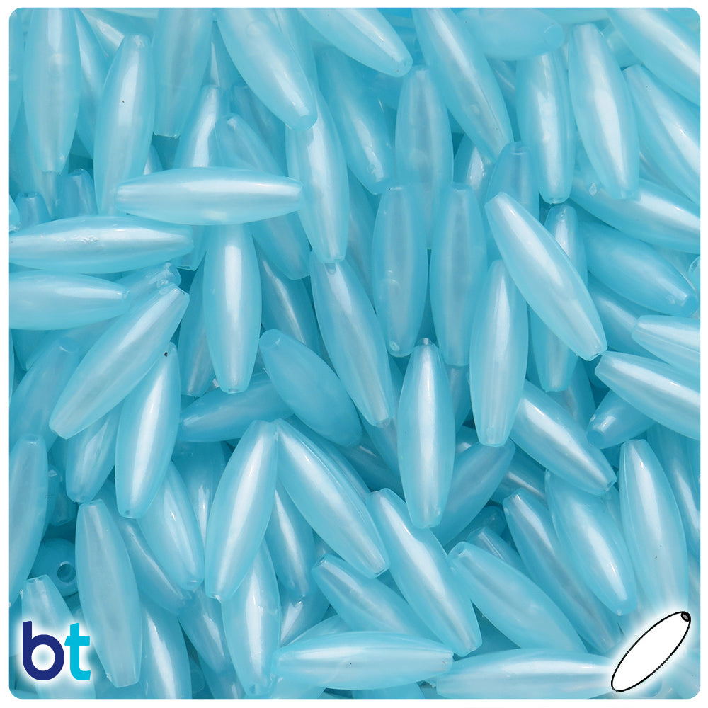 Light Blue Translucent 19mm Spaghetti Plastic Beads (150pcs)