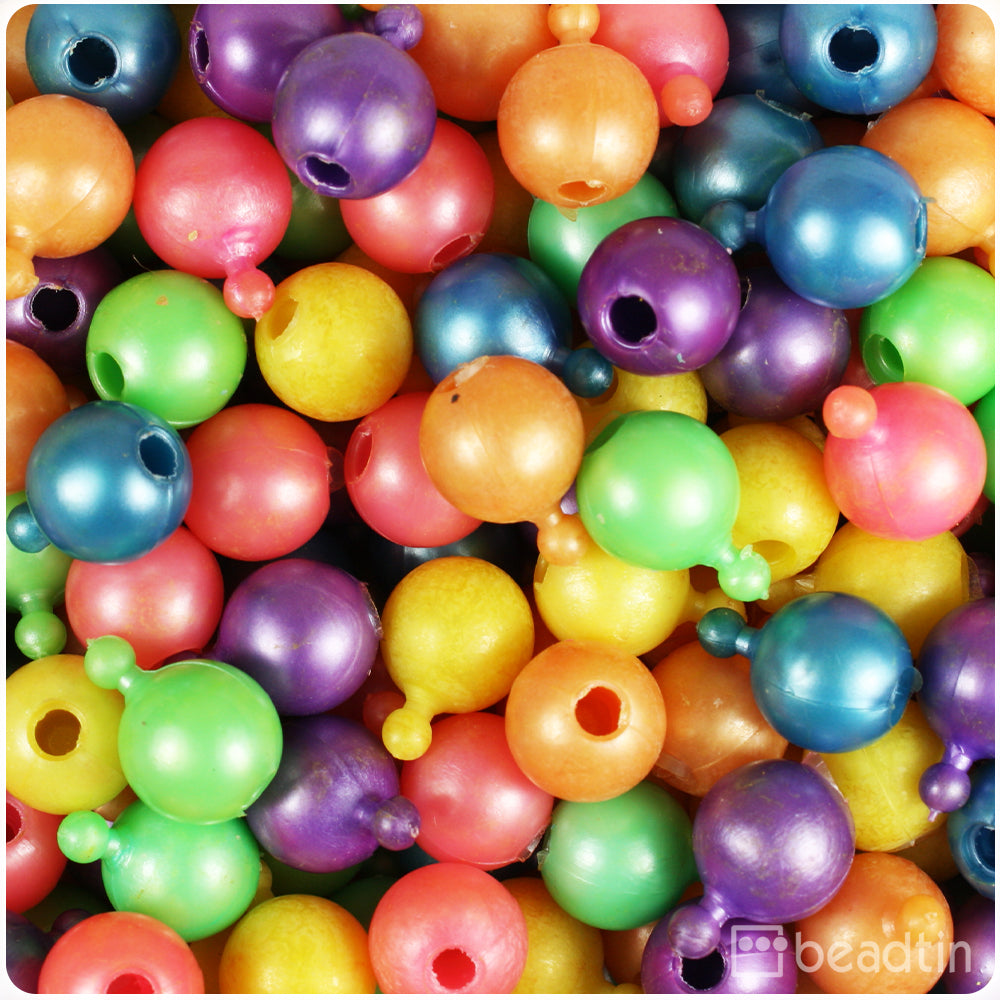 Bright Mix Pearl 12mm Round Plastic Pop Beads (113g)