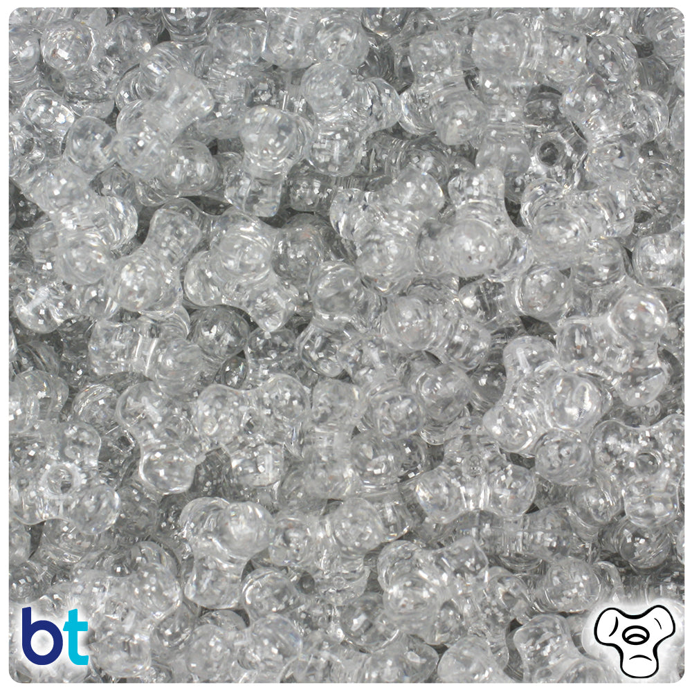 Silver Sparkle 11mm TriBead Plastic Beads (500pcs)