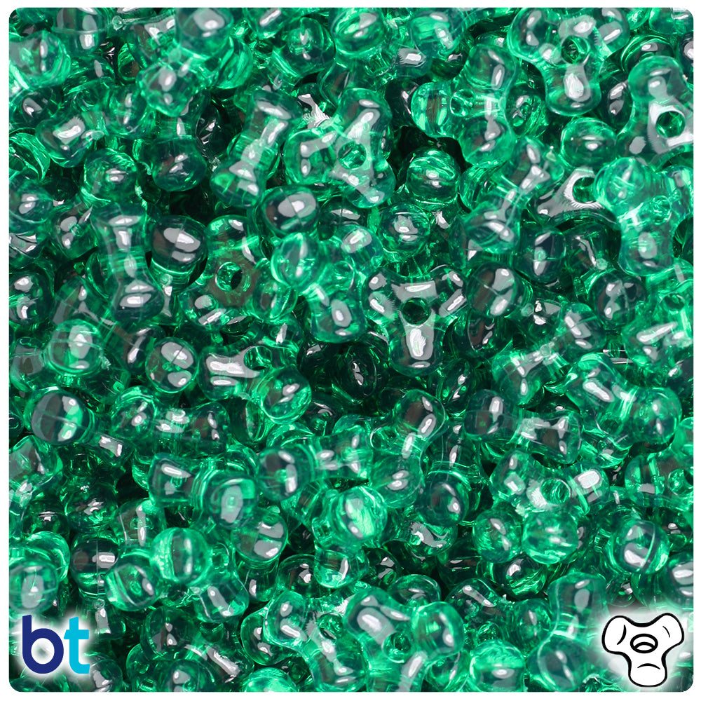Emerald Transparent 11mm TriBead Plastic Beads (500pcs)
