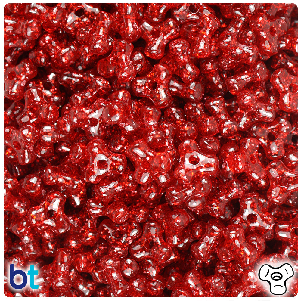 Dark Ruby Sparkle 11mm TriBead Plastic Beads (500pcs)