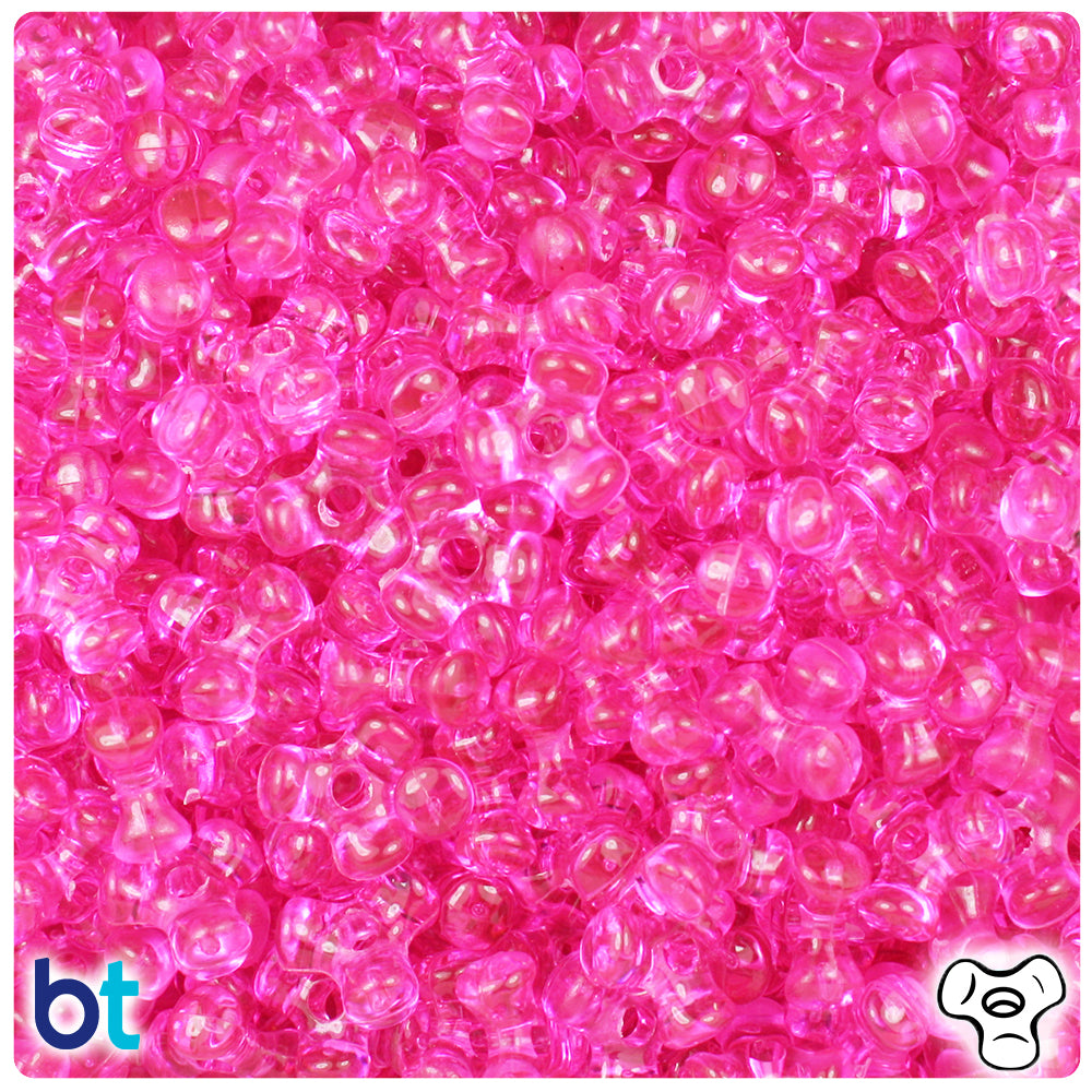 Hot Pink Transparent 11mm TriBead Plastic Beads (500pcs)