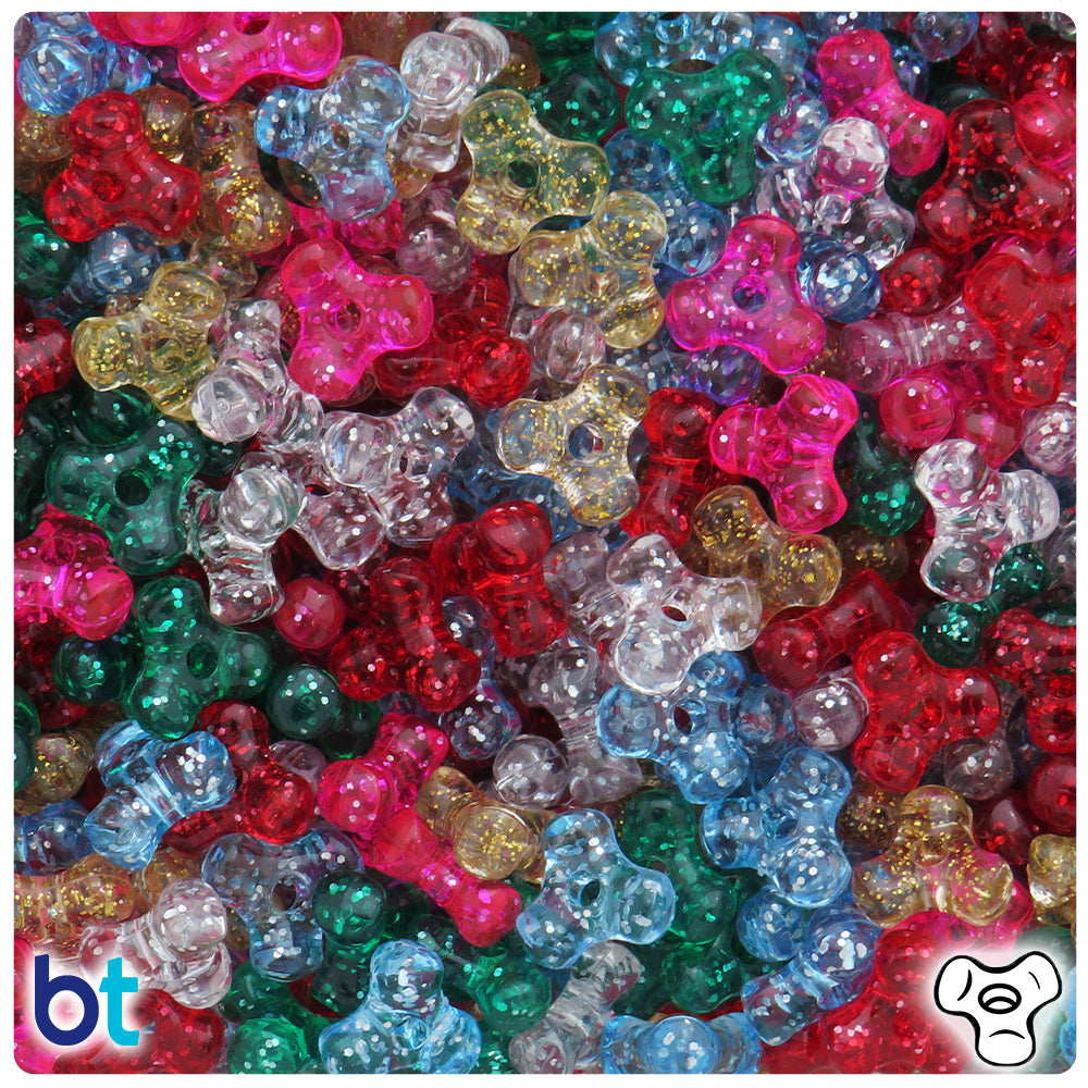 Classic Sparkle Mix 11mm TriBead Plastic Beads (500pcs)