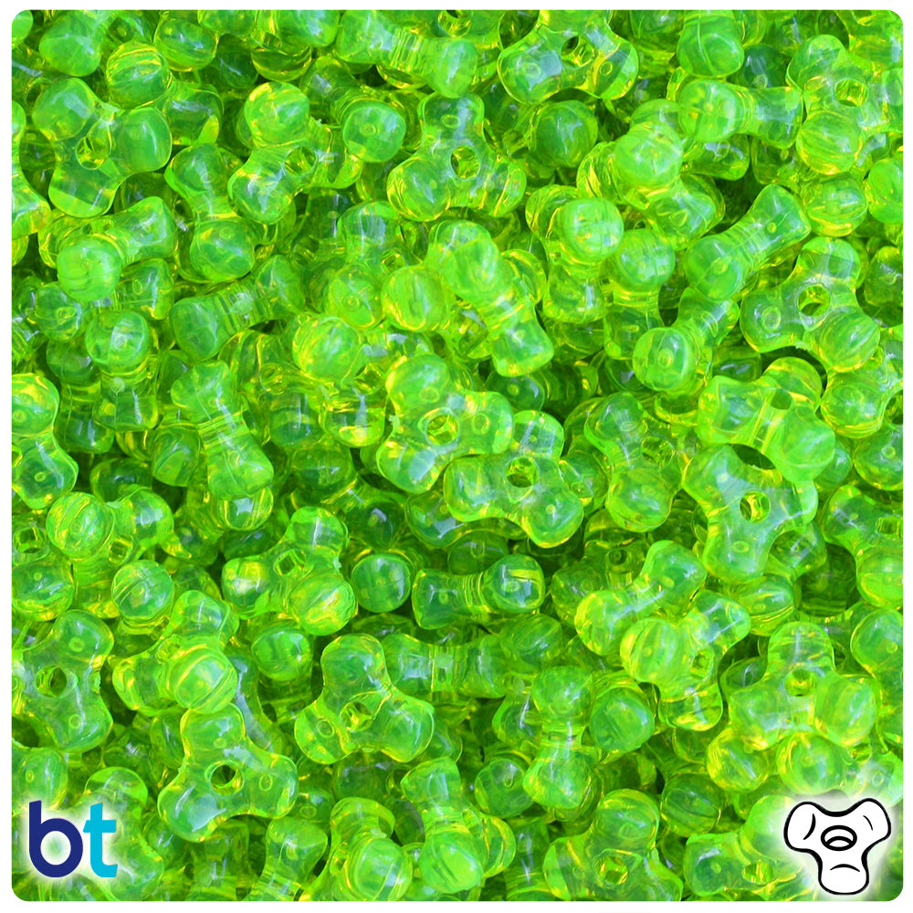 Lime Roe Transparent 11mm TriBead Plastic Beads (500pcs)
