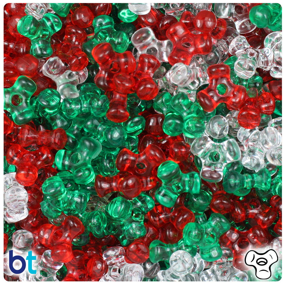 Christmas Transparent Mix 11mm TriBead Plastic Beads (500pcs)