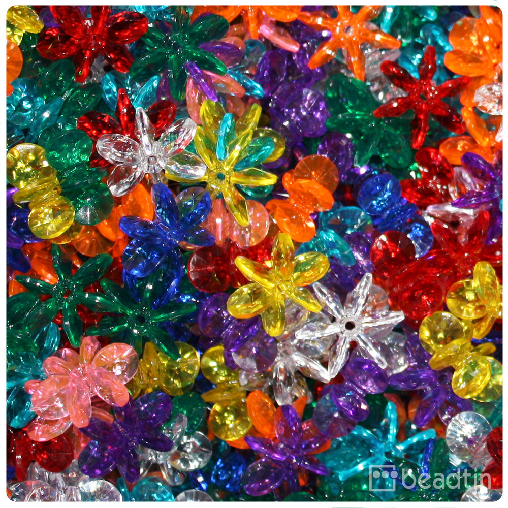 Wholesale Case 25mm SunBurst Plastic Beads - Transparent
