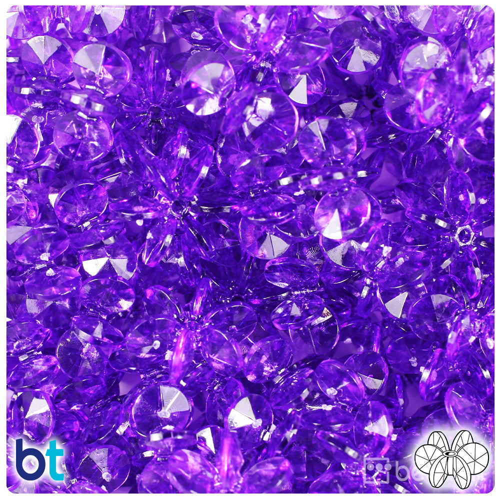 Amethyst Transparent 18mm SunBurst Plastic Beads (135pcs)
