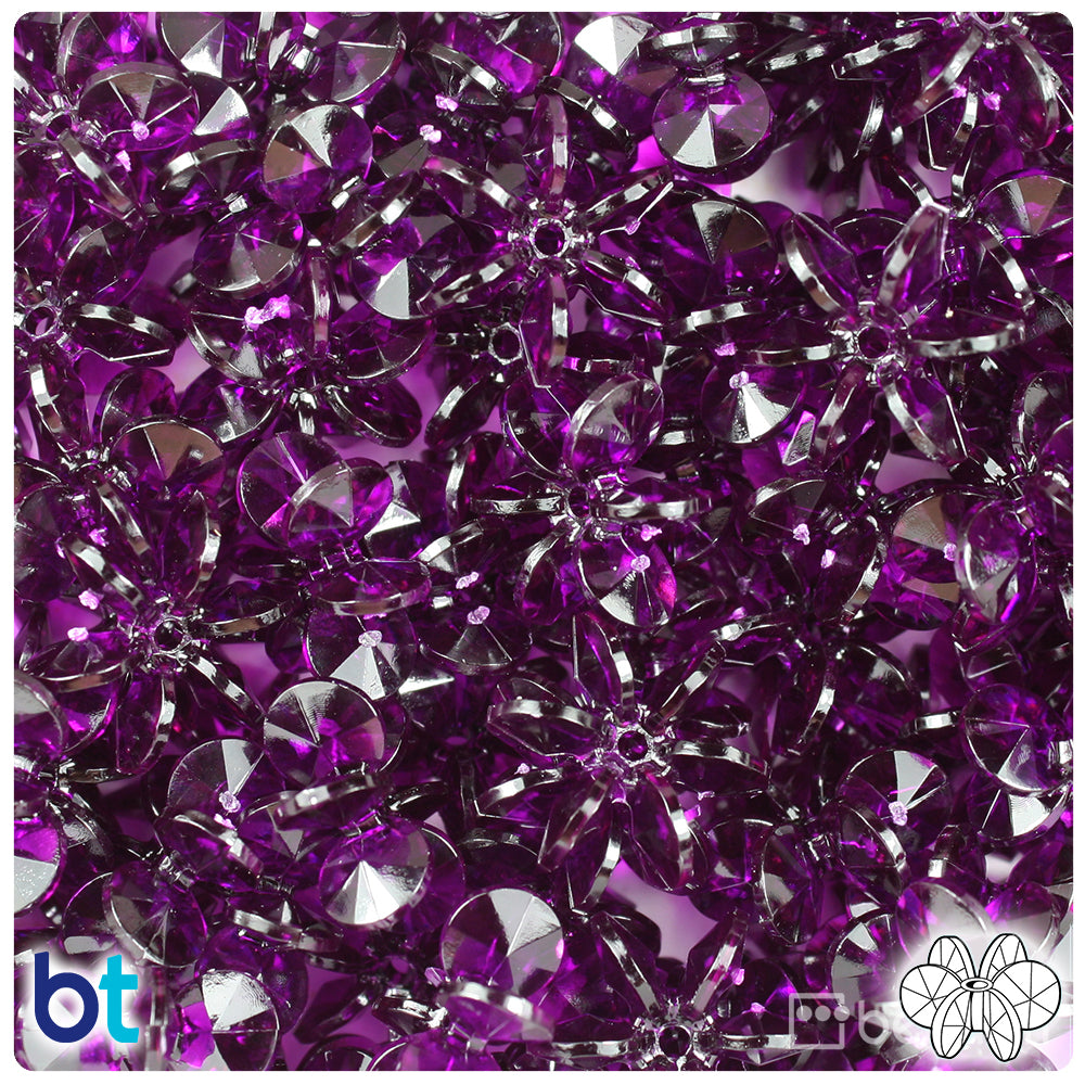 Dark Amethyst Transparent 18mm SunBurst Plastic Beads (135pcs)