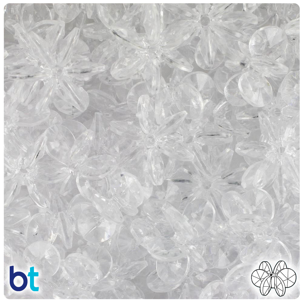 BeadTin Crystal Transparent 25mm SunBurst Plastic Craft Beads (80pcs)