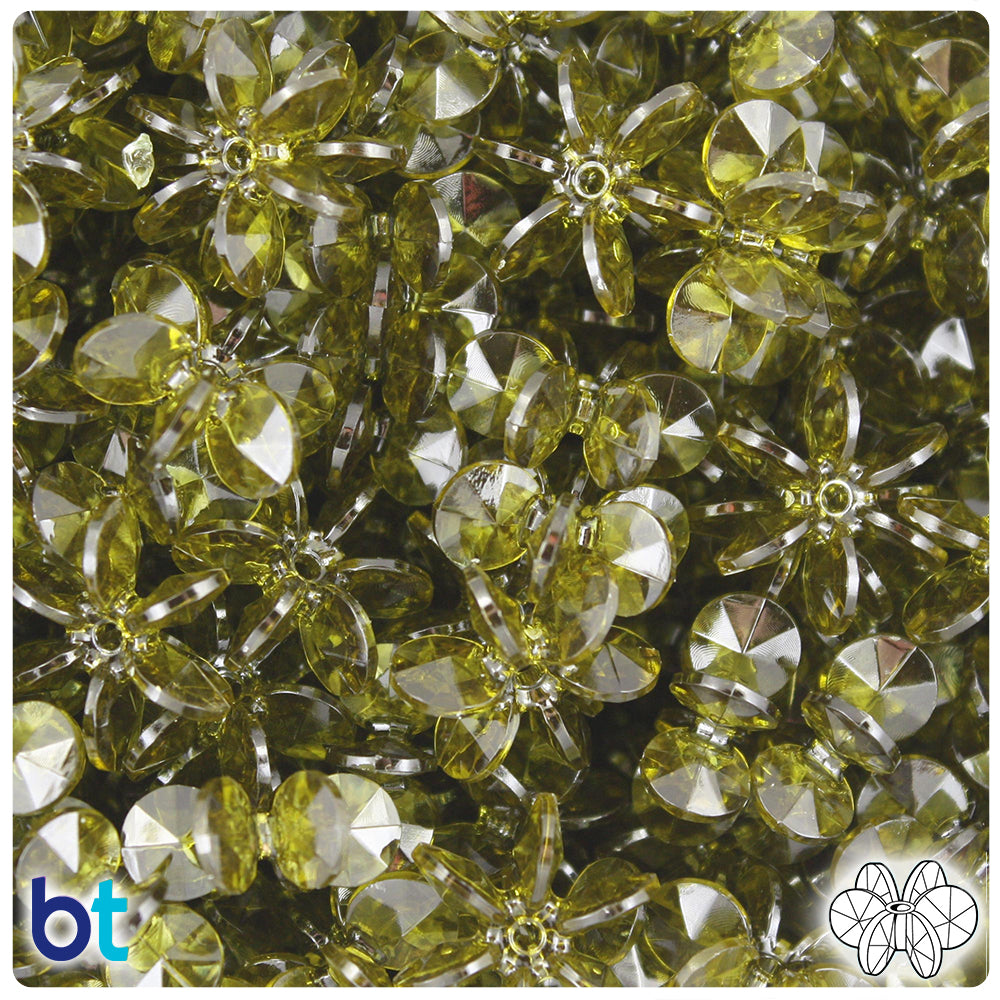 Avocado Transparent 18mm SunBurst Plastic Beads (135pcs)