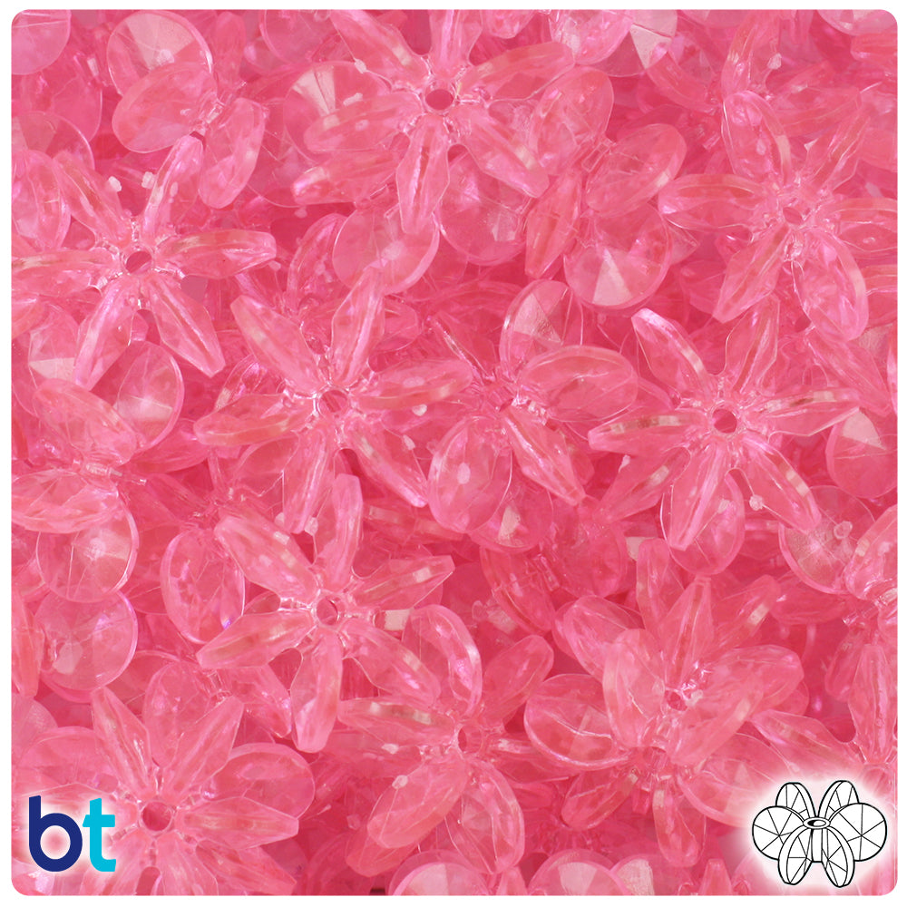 Pink Transparent 18mm SunBurst Plastic Beads (135pcs)