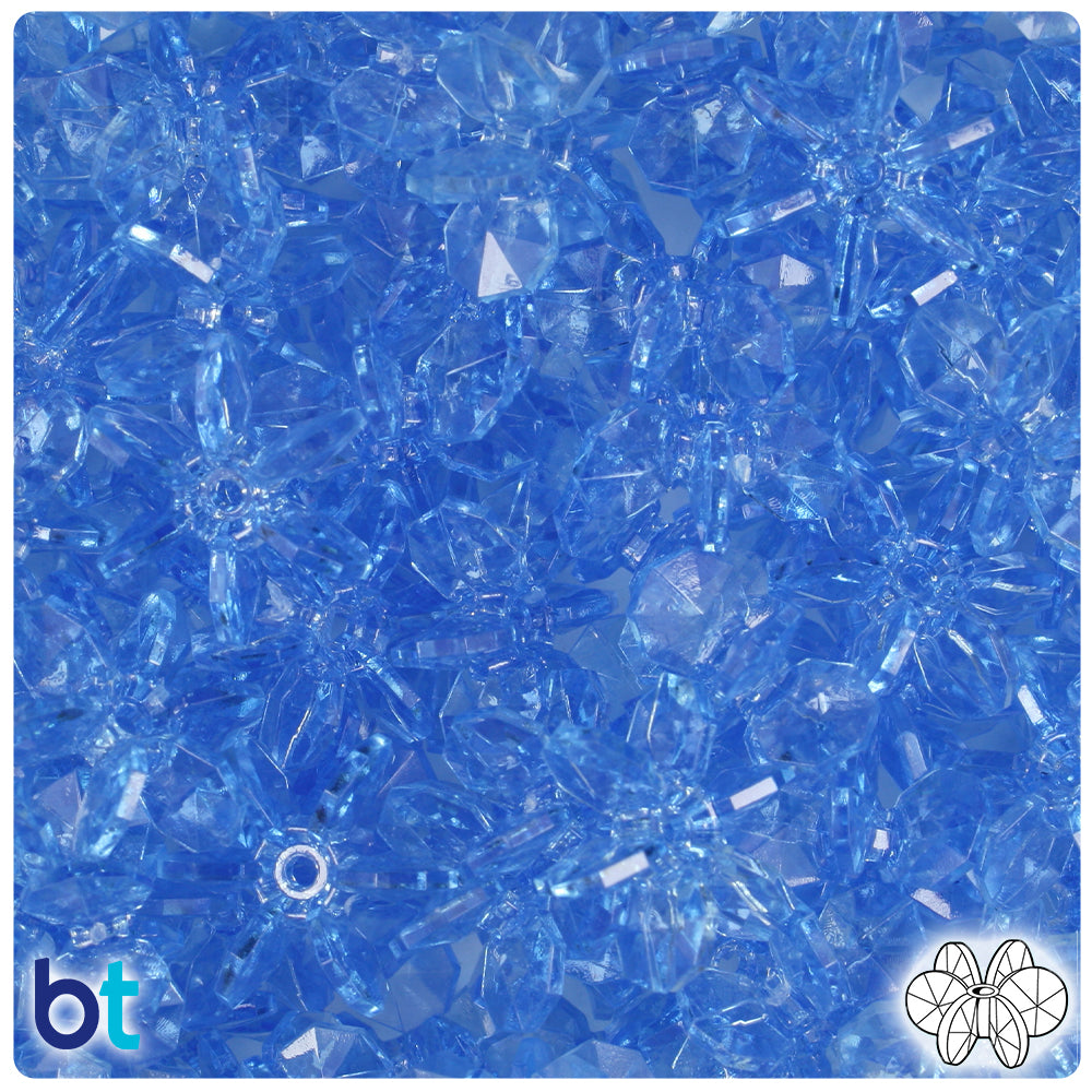 Light Sapphire Transparent 18mm SunBurst Plastic Beads (135pcs)