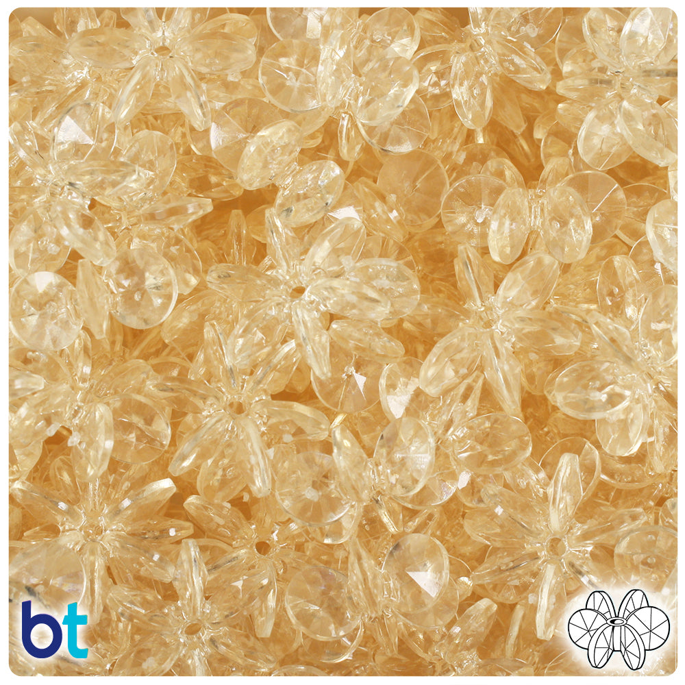 Champagne Transparent 18mm SunBurst Plastic Beads (135pcs)