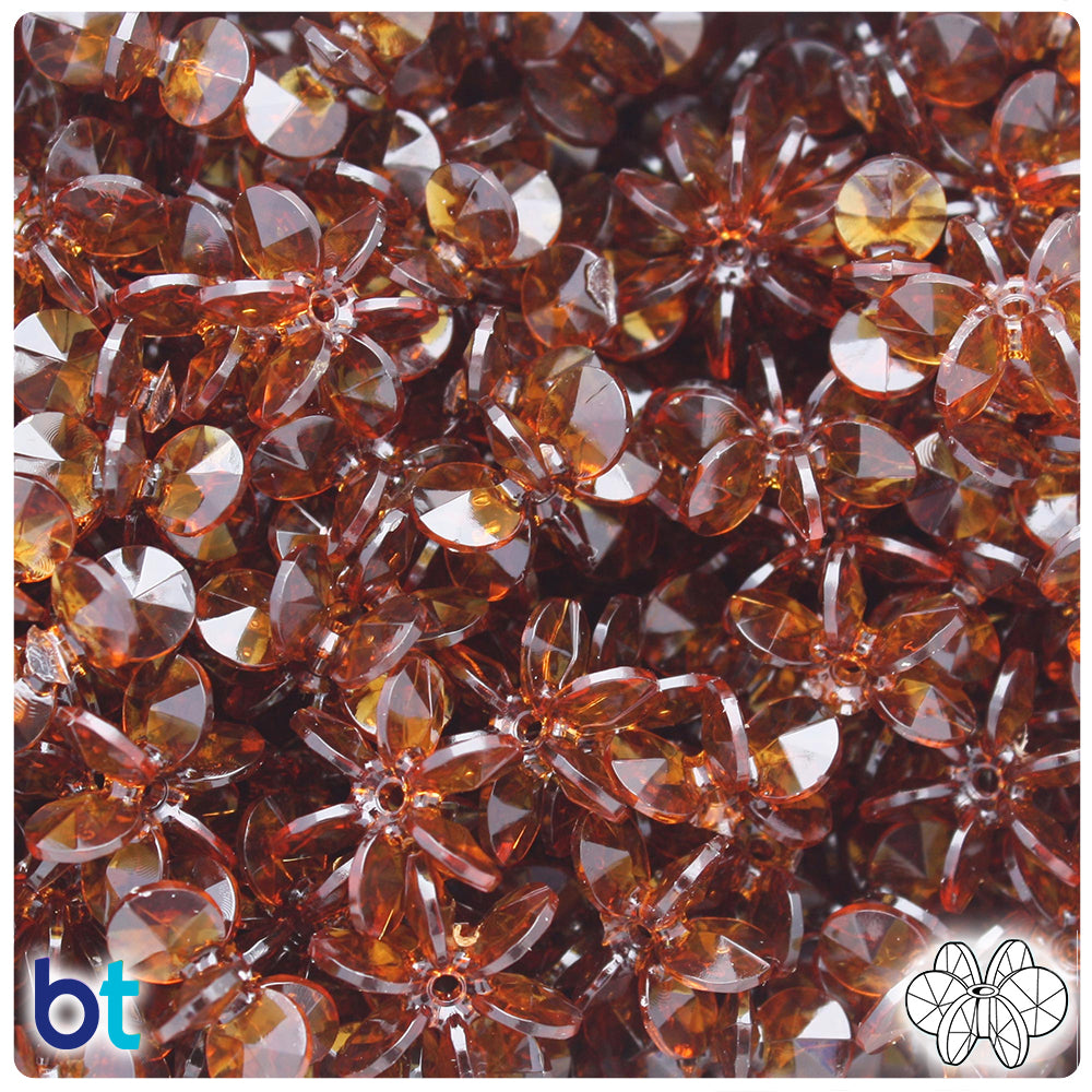 Root Beer Transparent 18mm SunBurst Plastic Beads (135pcs)